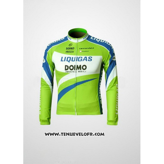2010 Maillot Ciclismo Liquigas Doimo Bleu et Vert Manches Longues et Cuissard